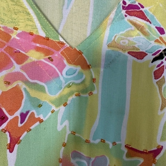 Mango Bay Tunic Novelty Butterflies with Sequins V-Neck w/ Small Side Slit Sz XL - Picture 6 of 9